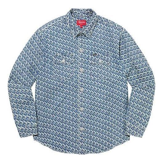 Skjorta Supreme Supreme Monogram Denim Shirt Blå | SUP-FW21-229