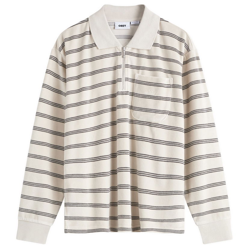 Polotröja OBEY Stripe Polo Top Vit | 231040013
