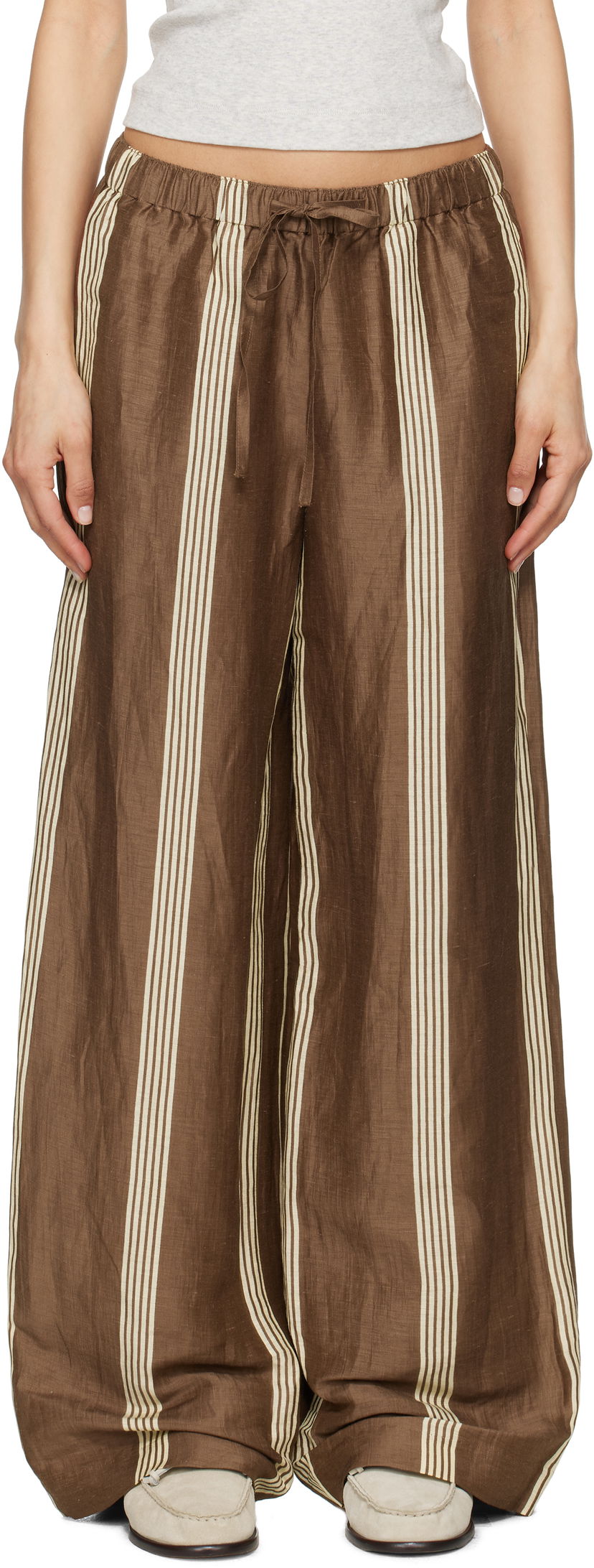 Byxor rag & bone rag & bone Olivia Linen Trousers Brun | WAW25S70219321