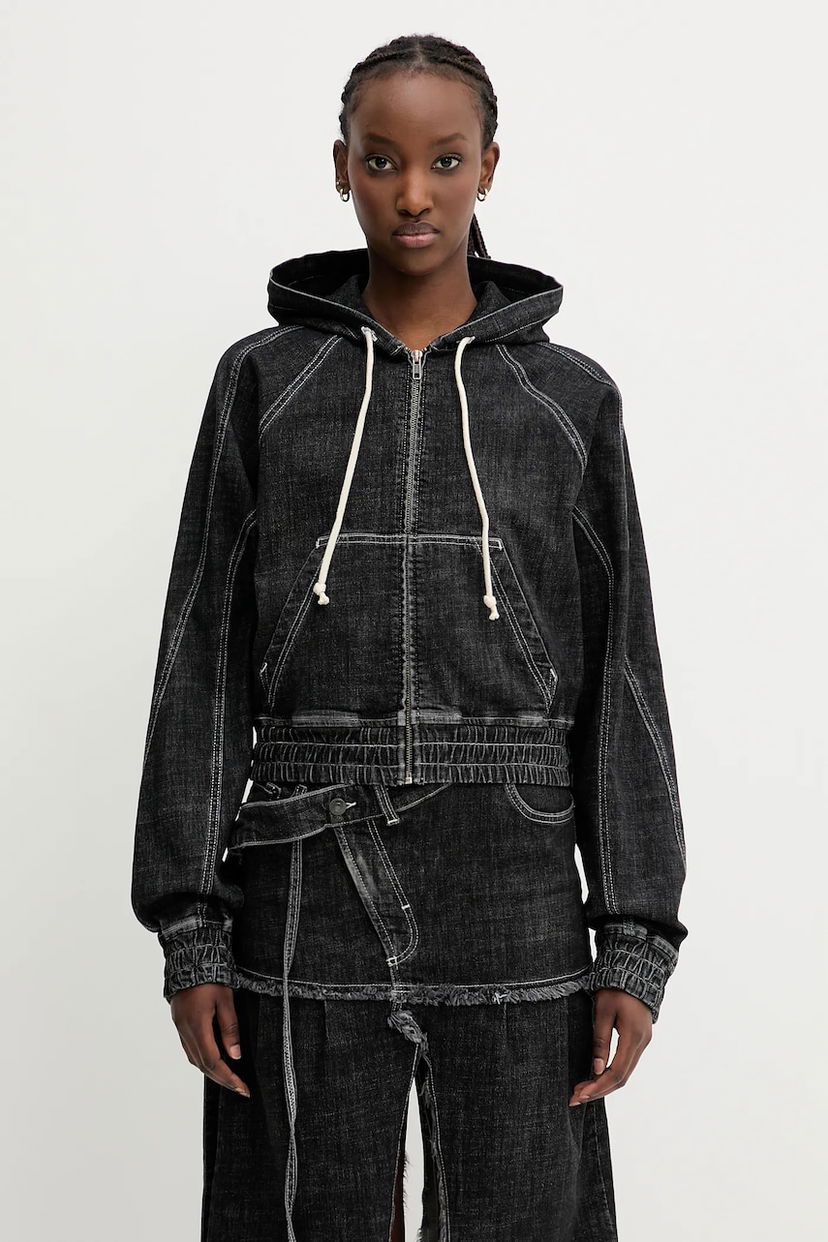 Jacka Ottolinger Ottolinger Multiline Denim Hooded Jacket Svart | 117.700717.01