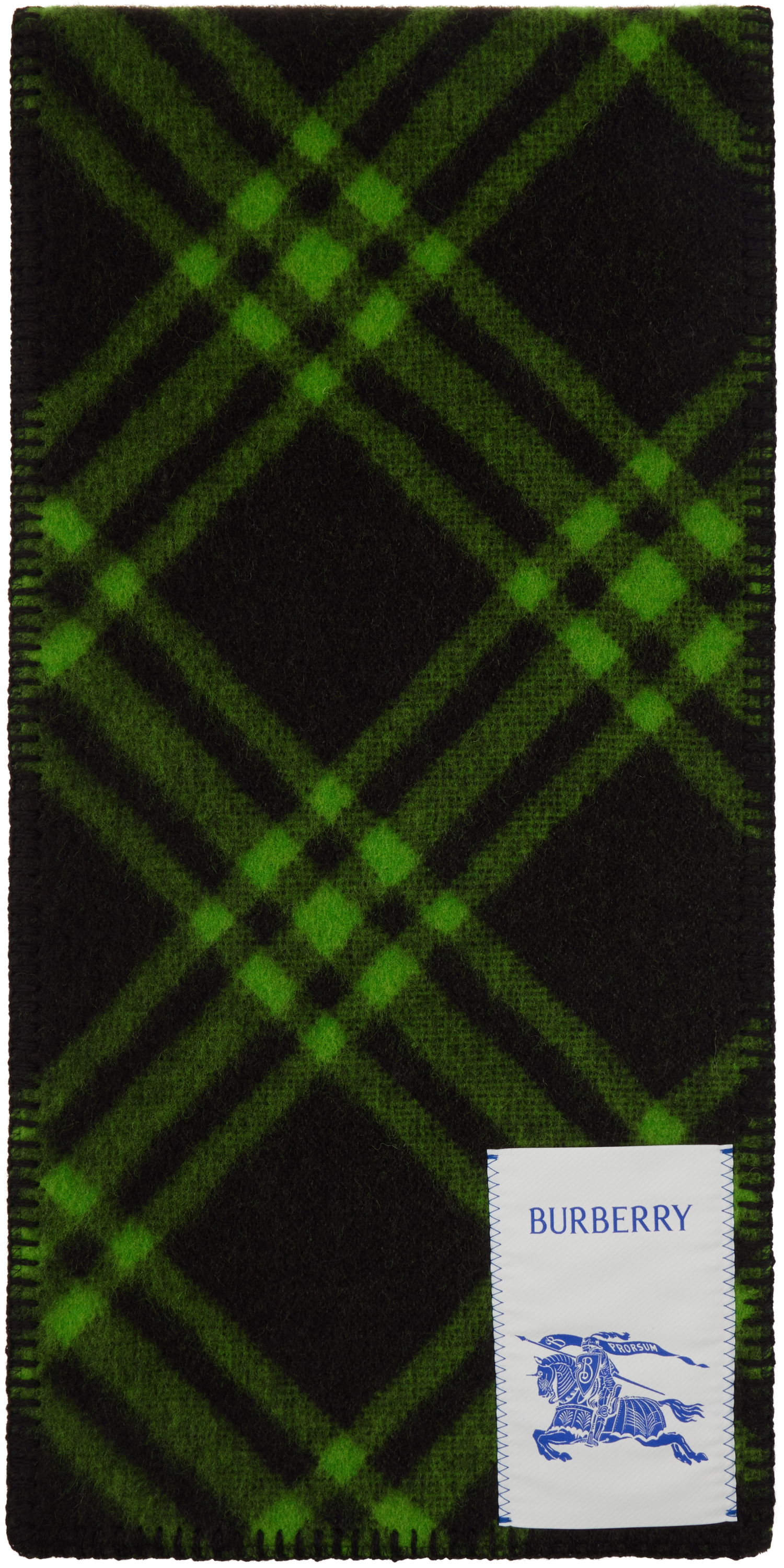 Halsduk Burberry Wool Scarf with Check Pattern Grön | 8105481, 0