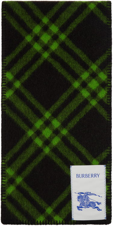 Halsduk Burberry Wool Scarf with Check Pattern Grön | 8105481, 0