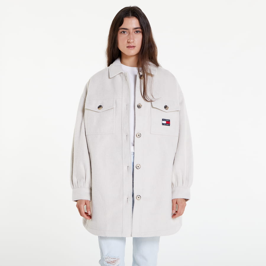 Jacka Tommy Hilfiger Puffed Sleeve Shacket Beige | DW0DW14304 ACE, 0
