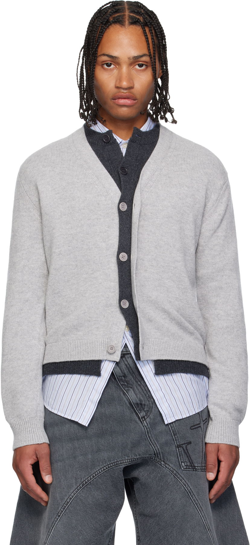 Sweater JW Anderson JW Anderson Layered Cardigan Grå | KW1434-YN0423