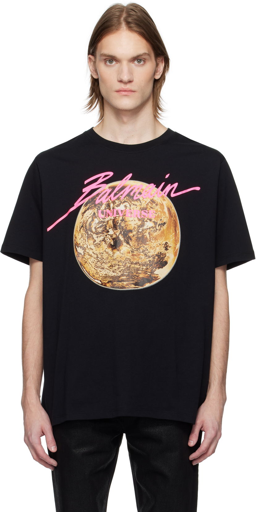 T-shirt Balmain Balmain 'Universe' Logo & Planet Graphic T-Shirt Svart | EH0EG010GE78
