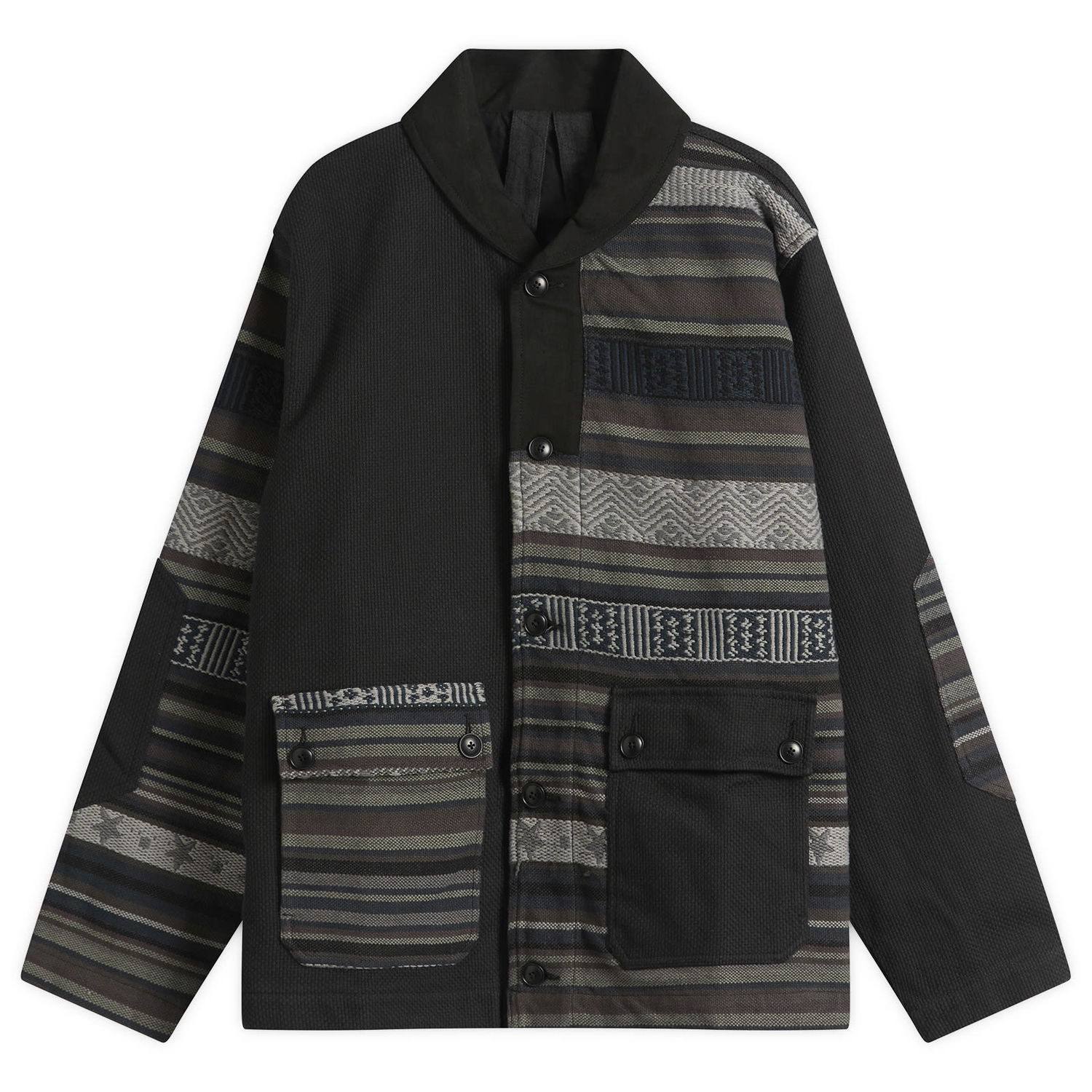Jacka Maharishi Upcycled Patchwork Shawl Collar Chore Jacket Flerfärgad | 7142-BLK, 0