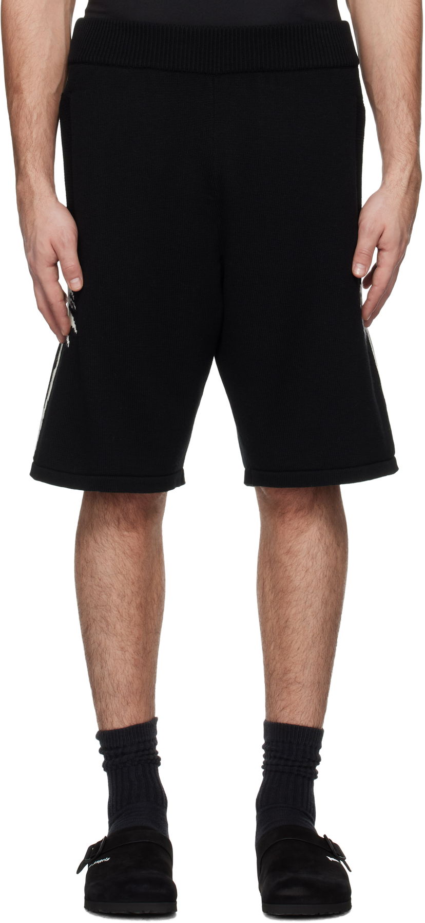Shorts Palm Angels Knitted Palms Shorts Svart | PMHM012S25KNI0021003