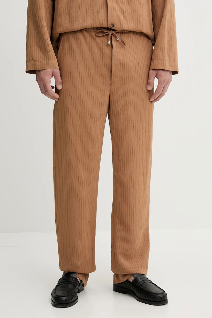 Byxor Nanushka Nanushka DEMIS Striped Casual Trousers Brun | NM25SSPA11675