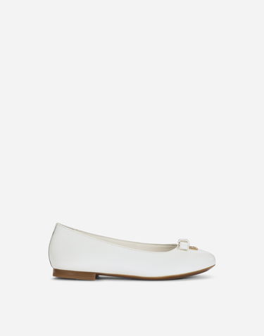 Sneakers och skor Dolce & Gabbana Patent Leather Ballet Flats With Metal Logo Vit | D11141A132887682, 0