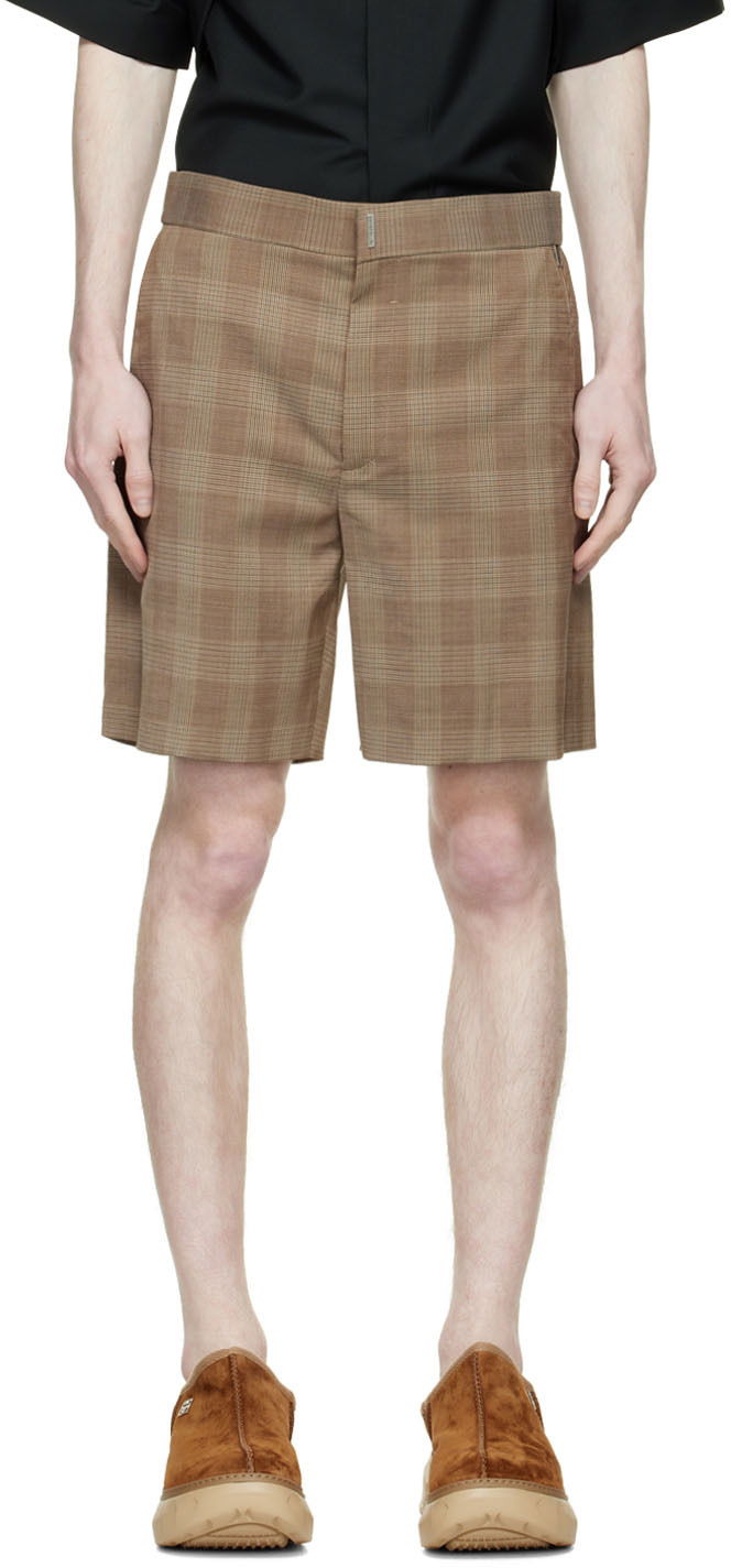 Shorts Givenchy Designer Wool Plaid Shorts Brun | BM50YC147F
