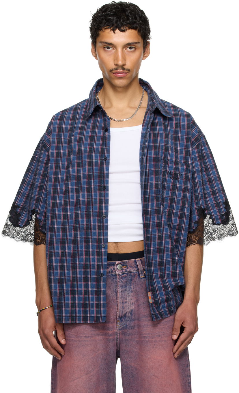 Skjorta Martine Rose Martine Rose Lace Overshirt Blå | 478WS28527