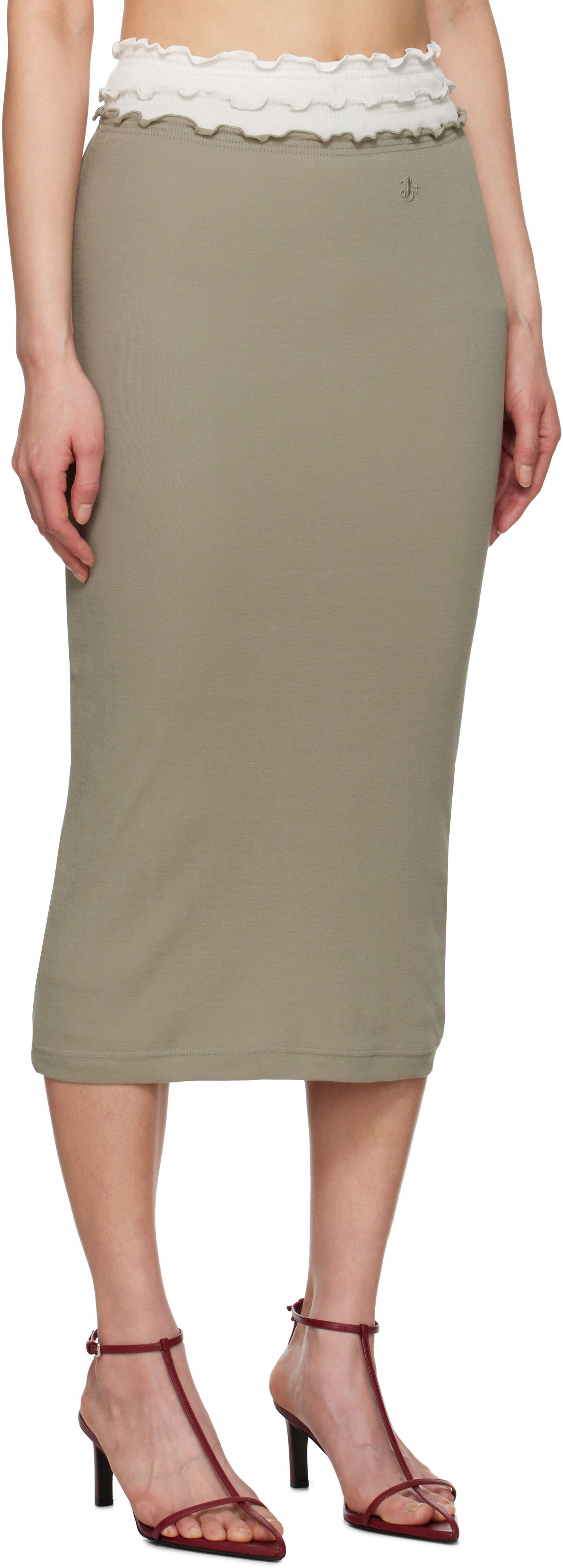 Kjol Jil Sander Jil Sander Three Layers Midi Skirt Grön | J40FV0105_JTN356, 1