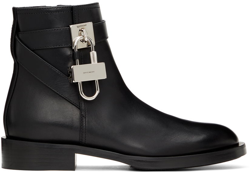 Sneakers och skor Givenchy Padlock Leather Ankle Boots Svart | BE602PE0YP