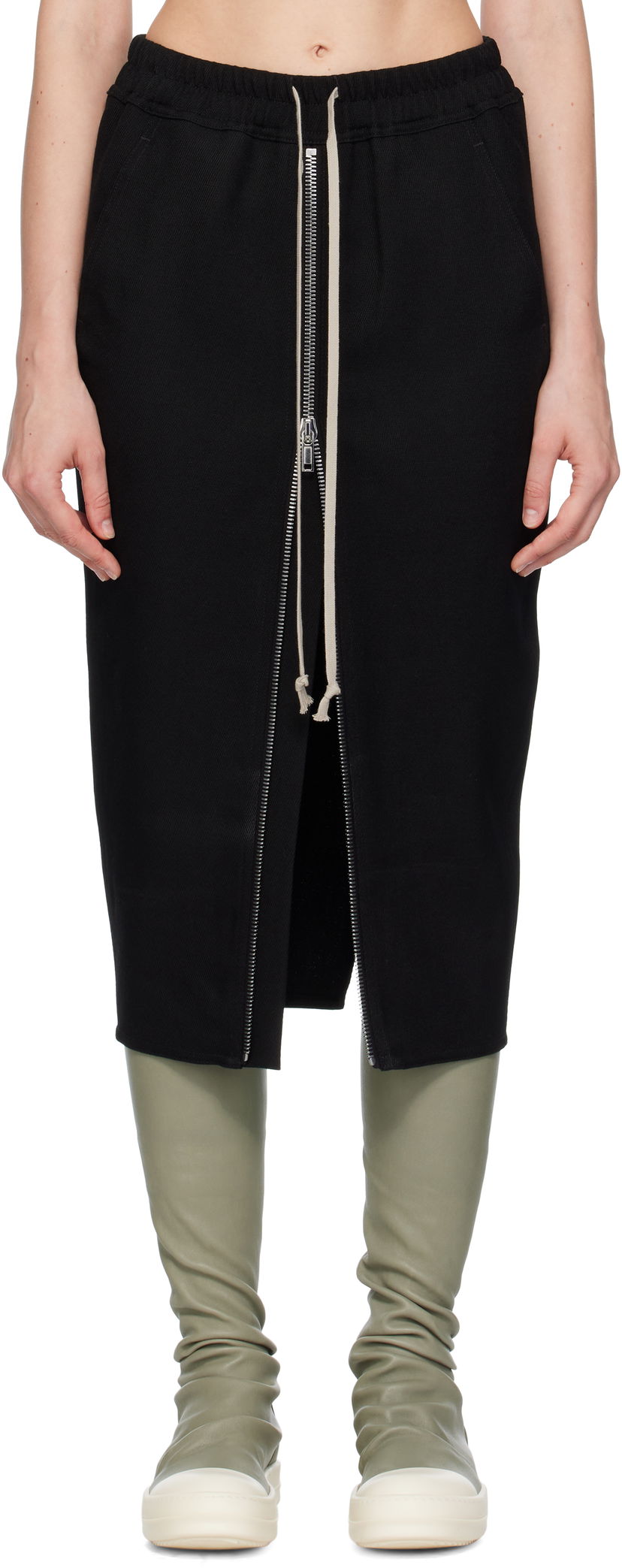 Kjol Rick Owens Rick Owens Zipped Short Pillar Midi Skirt Svart | RP02E4375 WD