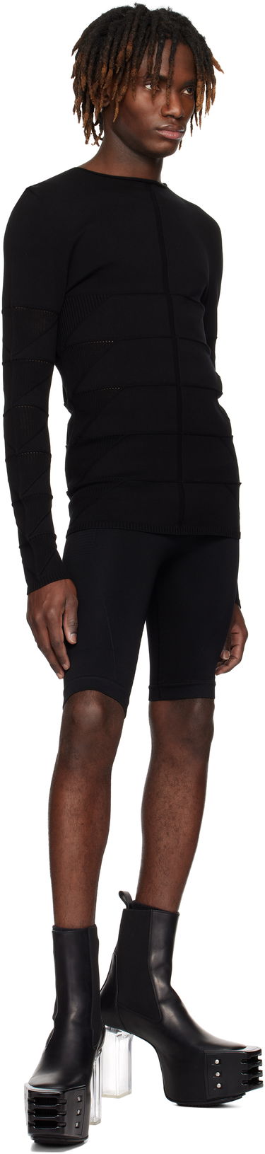 Shorts Rick Owens Rick Owens Hollywood Active Knit Shorts Svart | RU01E5693 KSP, 3