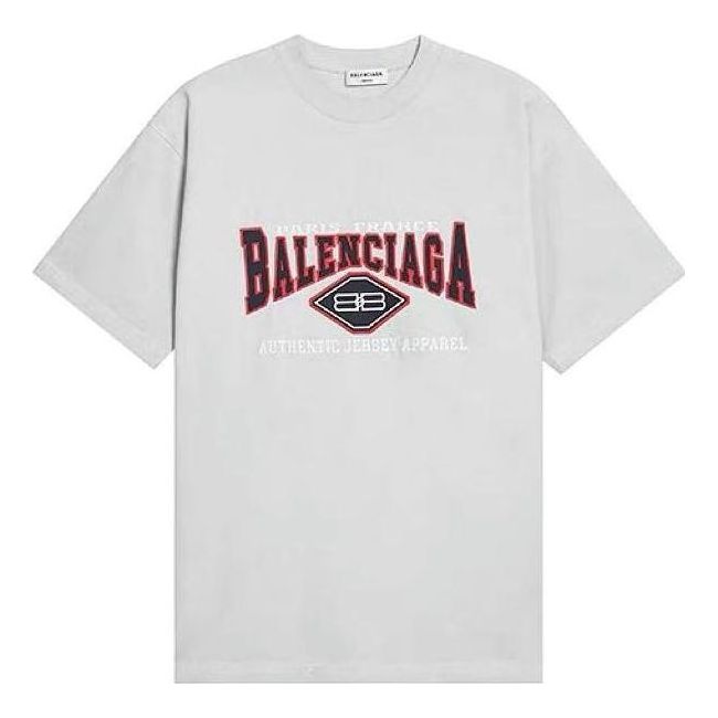 T-shirt Balenciaga BB Authentic Apparel T-Shirt Large Fit Grå | 641675TMVA99012
