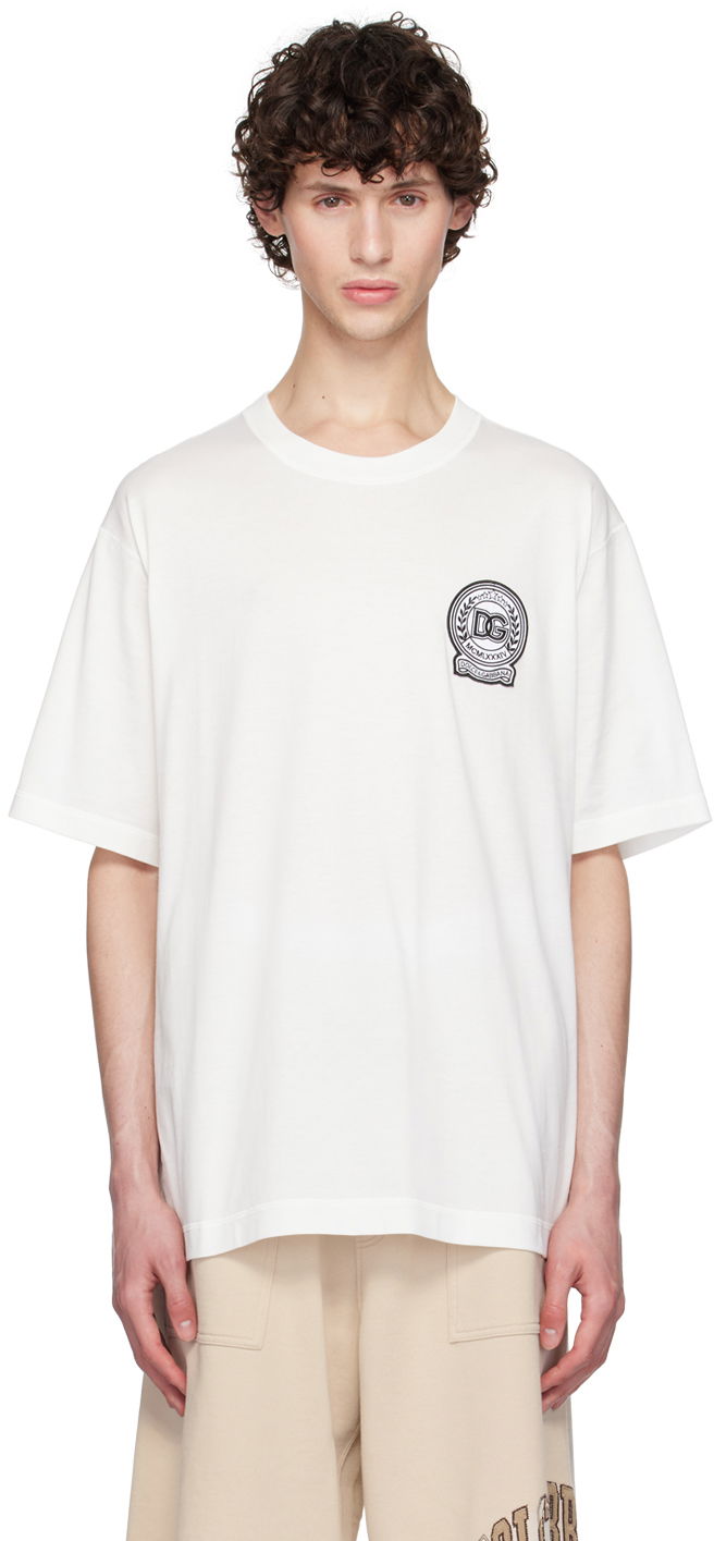T-shirt Dolce & Gabbana Dolce&Gabbana T-Shirt With Embroidered Logo Vit | G8PN9ZG7NYE