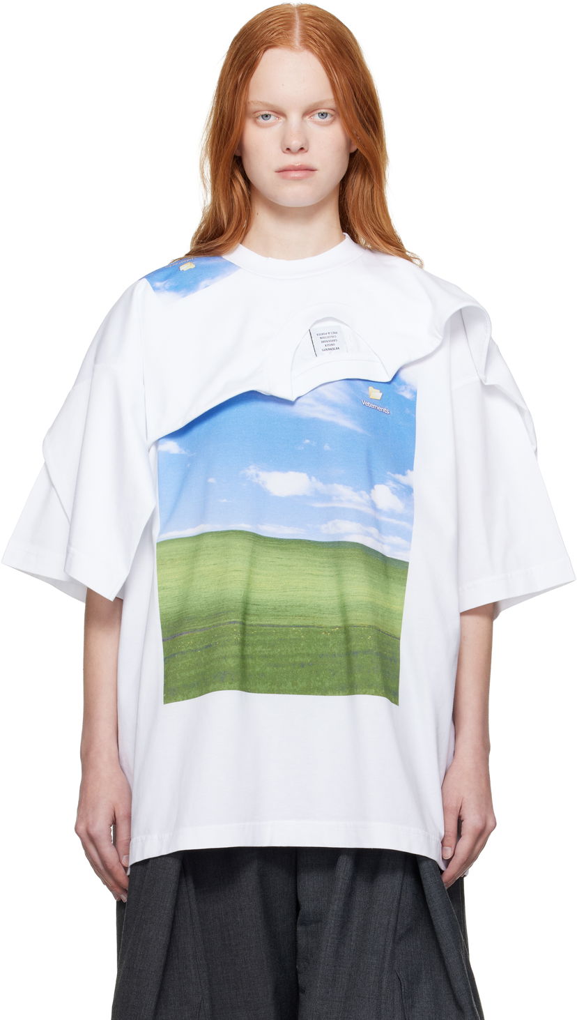 T-shirt VETEMENTS Vetements Desktop Double Layered T-Shirt Vit | UH76TR770W