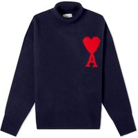 Sweater AMI Large A Heart Roll Neck Knit Mörkblå | UKS406-018-4005, 2