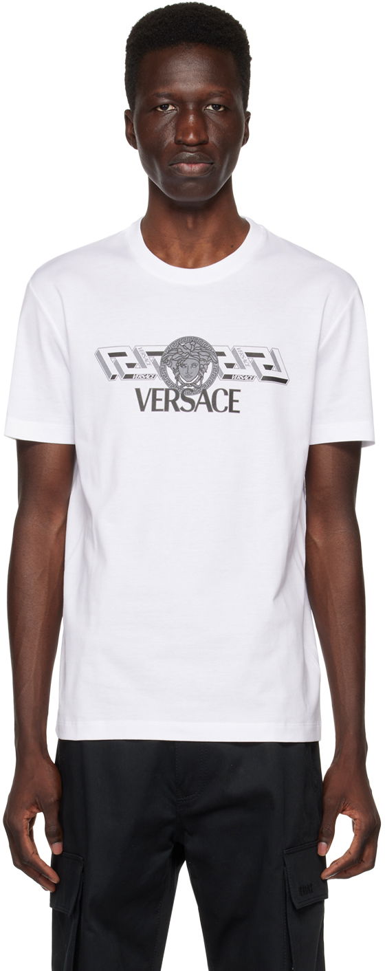 T-shirt Versace La Greca T-Shirt Vit | 1008461 1A06051