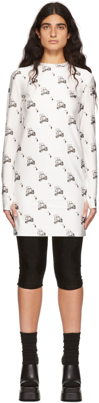 Klä We11done Printed Mini Dress Vit | WD-TO1-22-572-W-WH