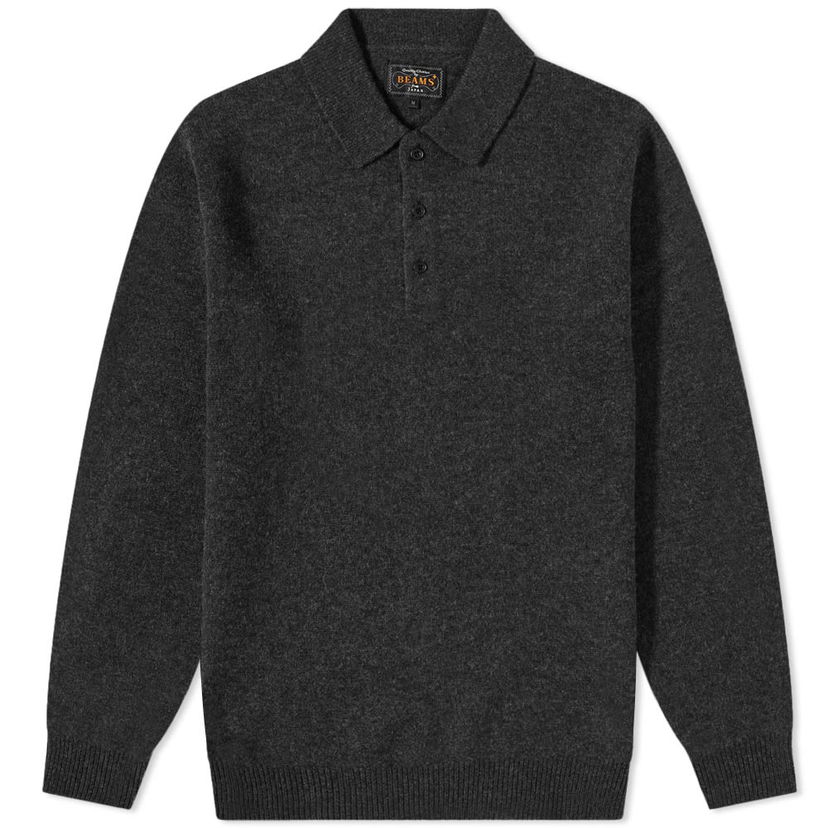Polotröja BEAMS Plus Knit Polo Shirt Grå | 3812-0004-103-17