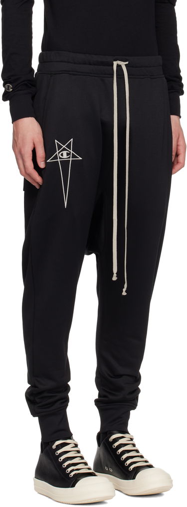 Träningsbyxor Rick Owens Rick Owens Champion Edition Prisoner Drawstring Sweatpants Svart | CM01E1689 CHJS SHINY SWEAT JERSE, 1