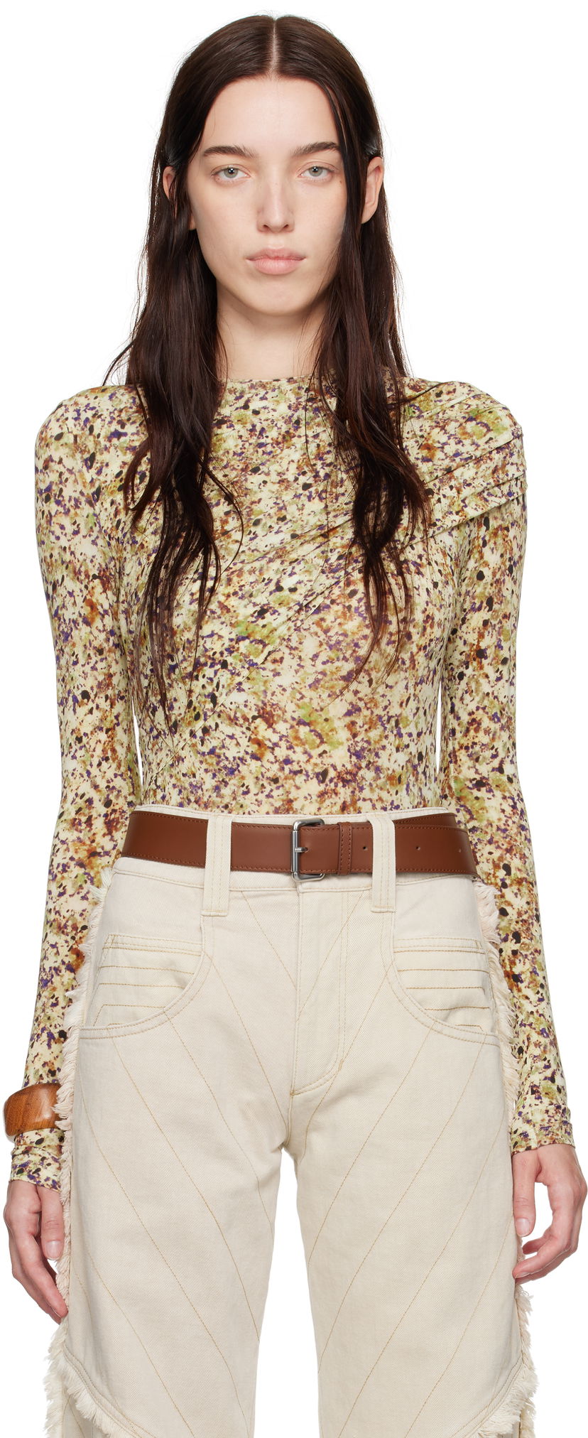 T-shirt ISABEL MARANT Asna T-shirt Beige | HT0515FB-B4K02I
