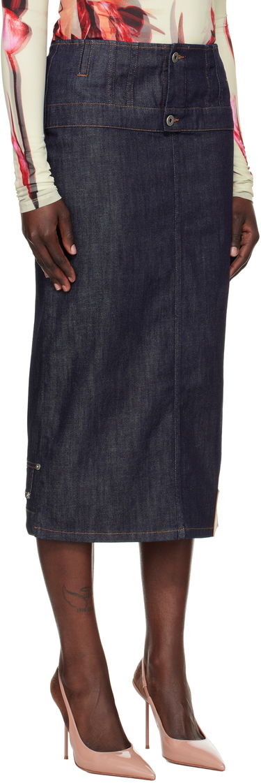 Kjol Jean Paul Gaultier Jean Paul Gaultier 'The Inverted' Denim Midi Skirt Blå | 25/33-F-JU146-D019-55, 1