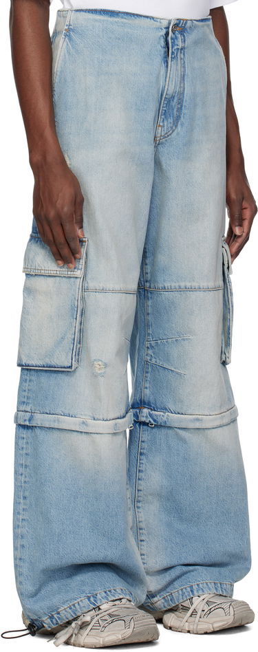 Cargo byxor We11done We11done Faded Denim Zip-off Cargo Pants Blå | WD-DP0-25-393-M-SK, 1