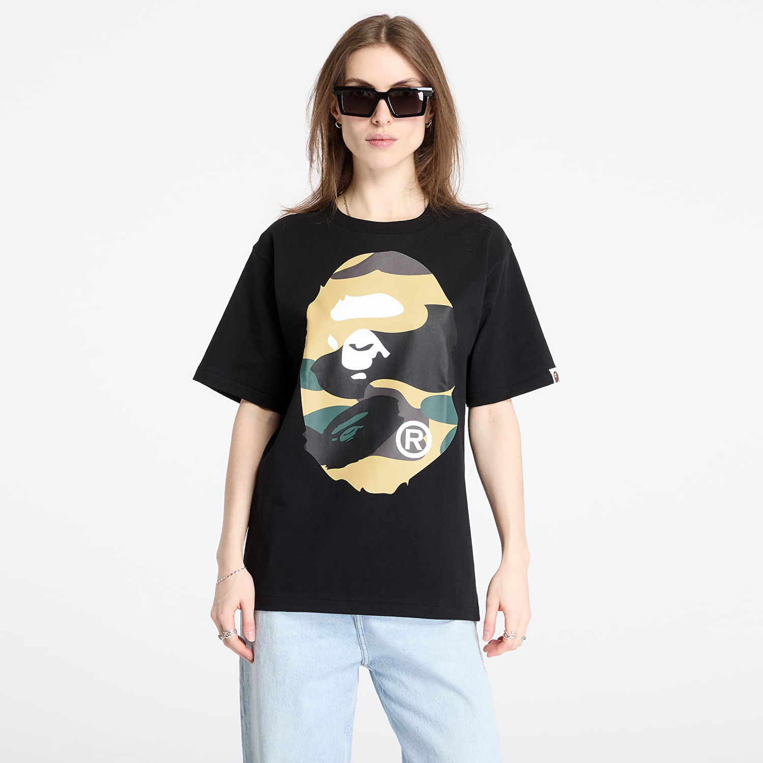 T-shirt BAPE A BATHING APE Giant 1St Camo Big Ape Head Tee Svart | 001TEL301015MBKD, 0