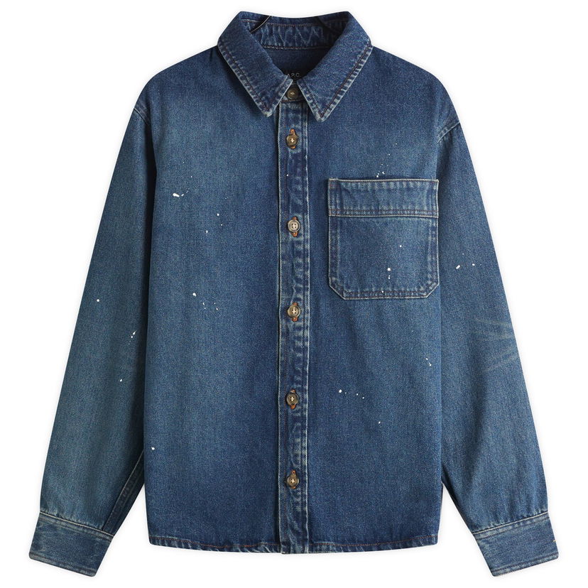 Skjorta A.P.C. A.P.C. Basile Painter Denim Overshirt, Size Small Blå | COHGL-H02709-IAL