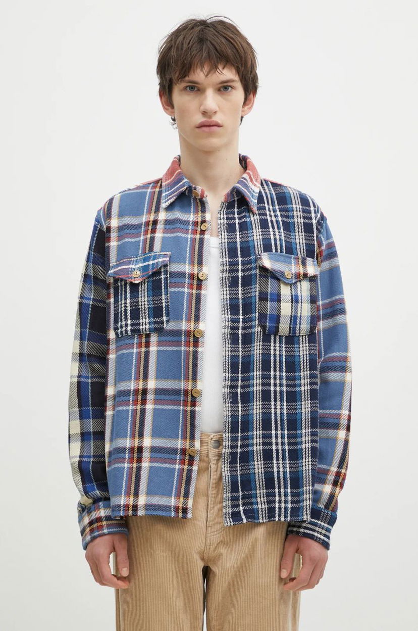 Skjorta Human Made Crazy Check Relaxed Longsleeve Shirt Blå | HM28SH014