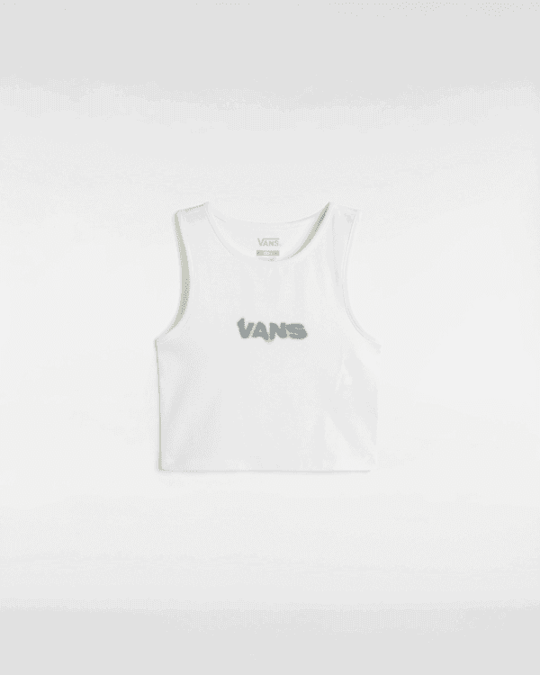 Linne Vans Blur Fitted Crop Tank Top - L Vit | VN000MBXFS8, 0