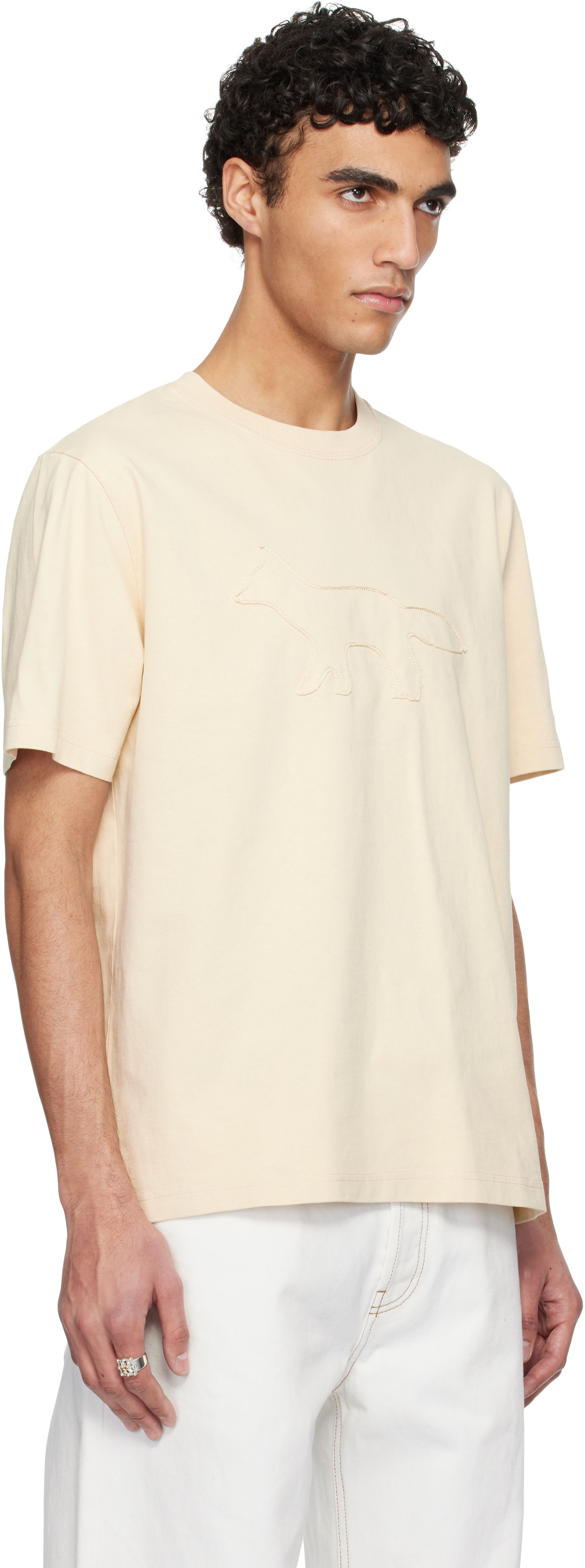 T-shirt MAISON KITSUNÉ Maison Kitsuné Profile Fox Comfort T-Shirt Beige | OM00121KJ0118, 1