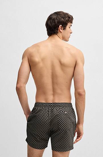 Shorts BOSS All-Over Print Drawstring Swim Shorts Svart | 50518968, 1
