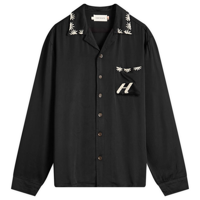 Skjorta Honor The Gift Palm Stitch Vacation Shirt Svart | HTG240330-BLK