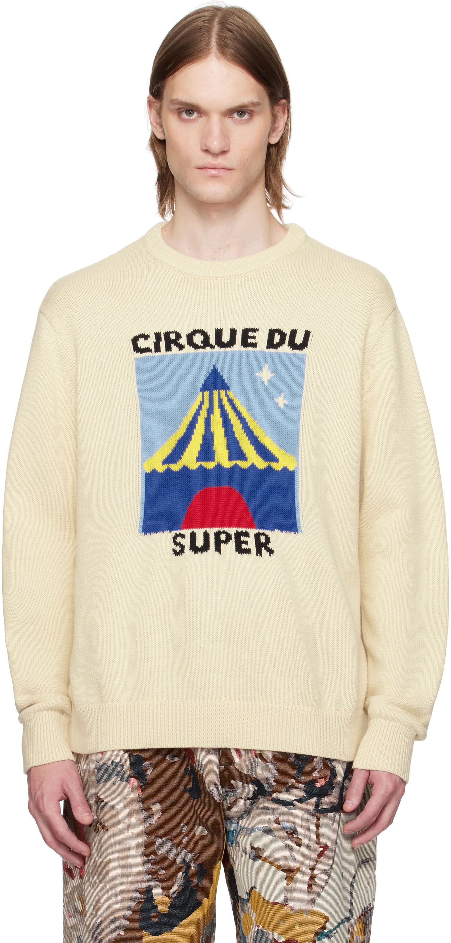 Sweater KidSuper KidSuper 'Super' Tent Graphic Sweater Beige | SS25-SW-13, 0