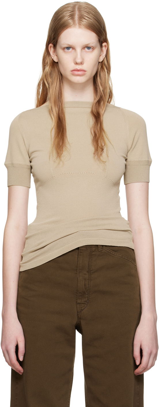 T-shirt LEMAIRE Lemaire Darted Fitted T-Shirt Beige | TO1044 LK1002