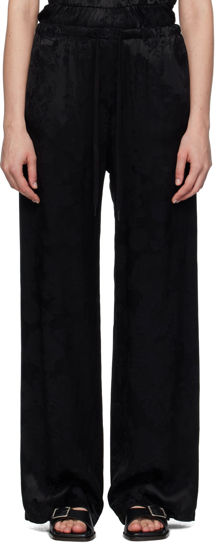 Byxor Maison Margiela MM6 Maison Margiela Jacquard Wide-Leg Trousers Svart | S52KA0551 M35471