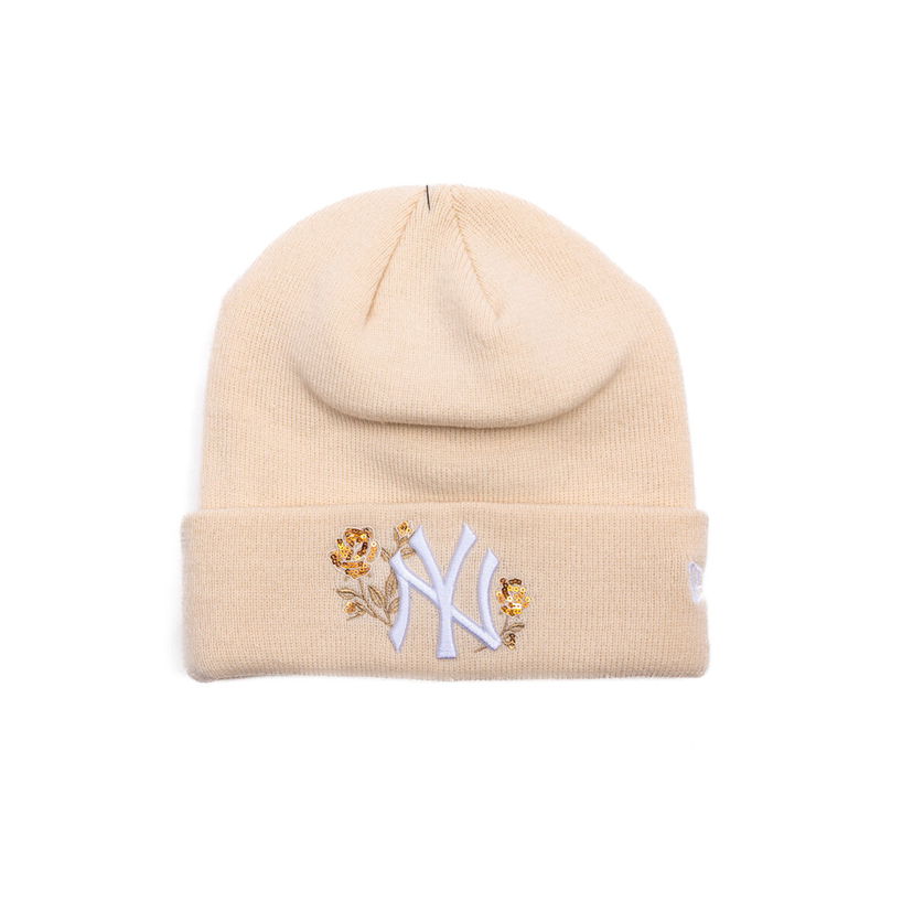 Mössa New Era Beanie MLB Sequin Rose NY Yankees One Size Beige | 60691295