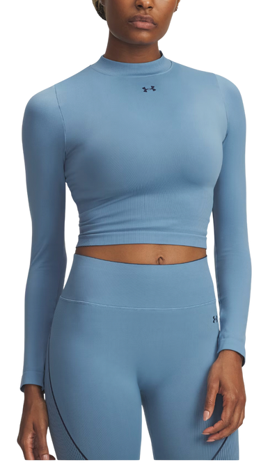 Crop top Under Armour Vanish Seamless Ribbed Mock Neck Long Sleeve Crop Top Blå | 6000645-418, 0