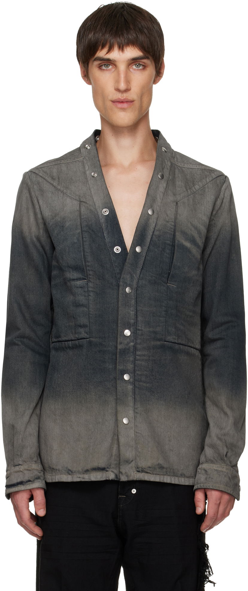 Skjorta Rick Owens Concordians Larry Fogpocket Denim Shirt Grå | RU02E1287 DKDEG