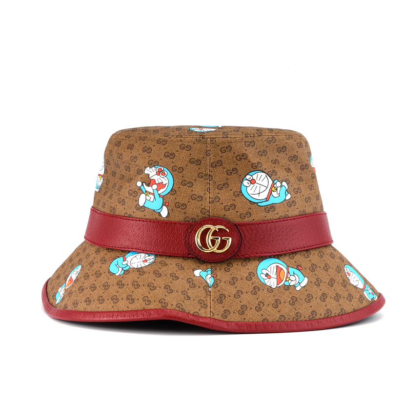 Hatt Gucci Cherry Monogram Doraemon Print Bucket Hat Brun | 648846-4HACU-8574