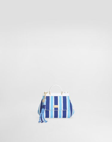 Handväska Dolce & Gabbana Dolce & Gabbana Sicily Canvas Crossbody Bag With Striped Print Blå | EB0003AD591HC5KW, 0