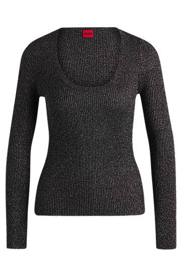 Sweater BOSS Slim-Fit Sparkle Sweater Svart | 50522557