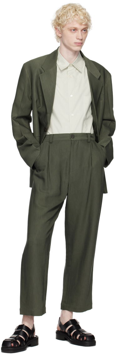 Byxor Studio Nicholson Studio Nicholson Tuck Trousers Grön | TUCK SNM-787, 3