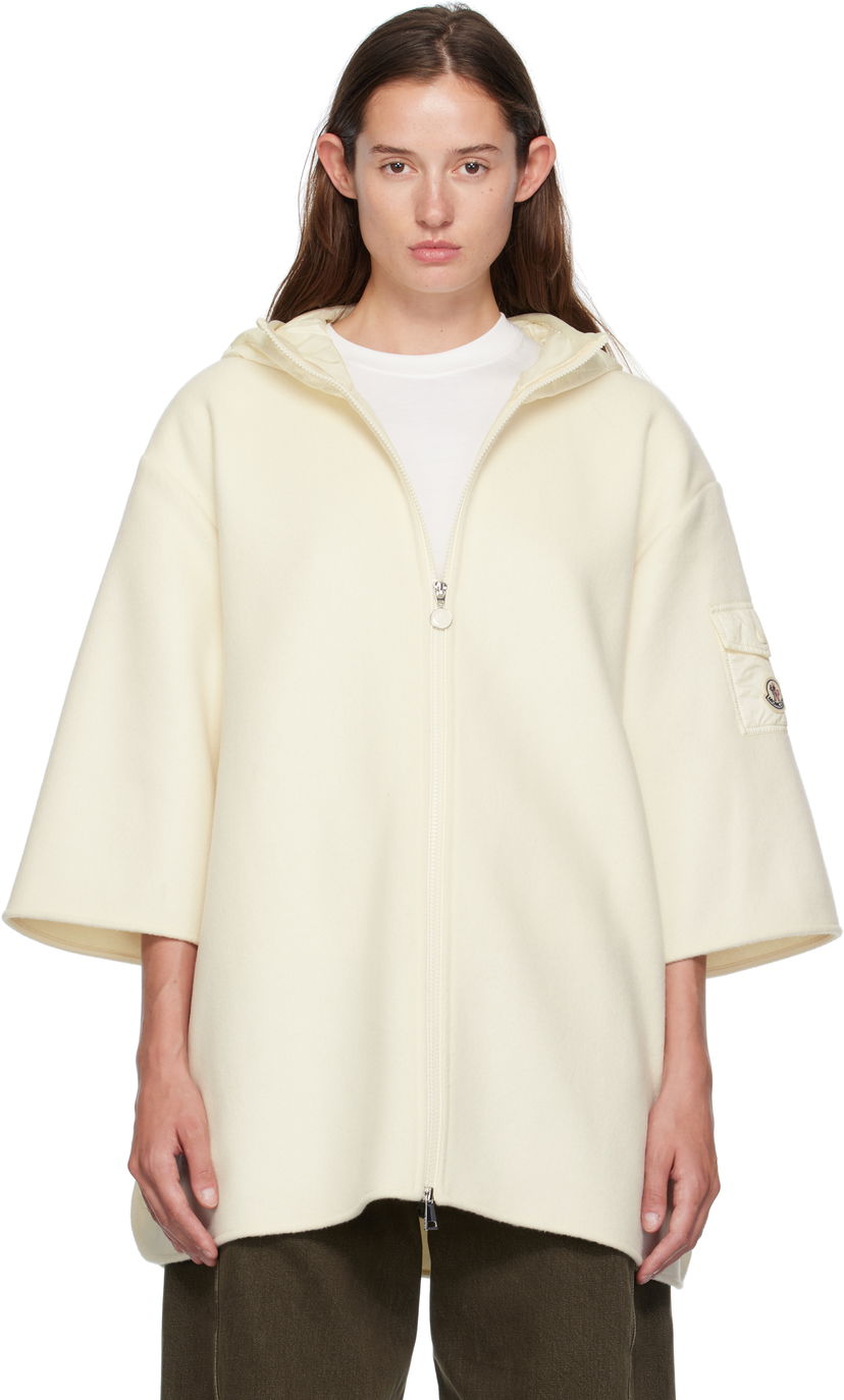 Jacka Moncler Moncler Wool Cape Jacket Vit | K20933G00002M7148