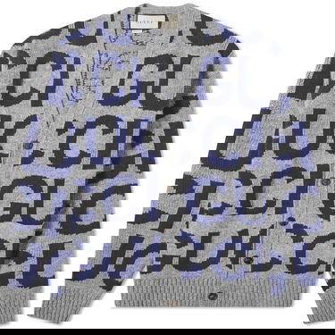 Sweater Gucci Intarsia Logo Knit Cardigan Grå | 771707-XKDLV-1140, 0