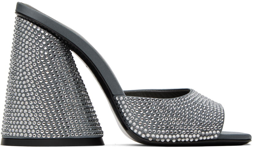 Tillbehör The Attico The Attico Luz Crystal-Embellished Heeled Sandals Grå | 237WS502 TV07